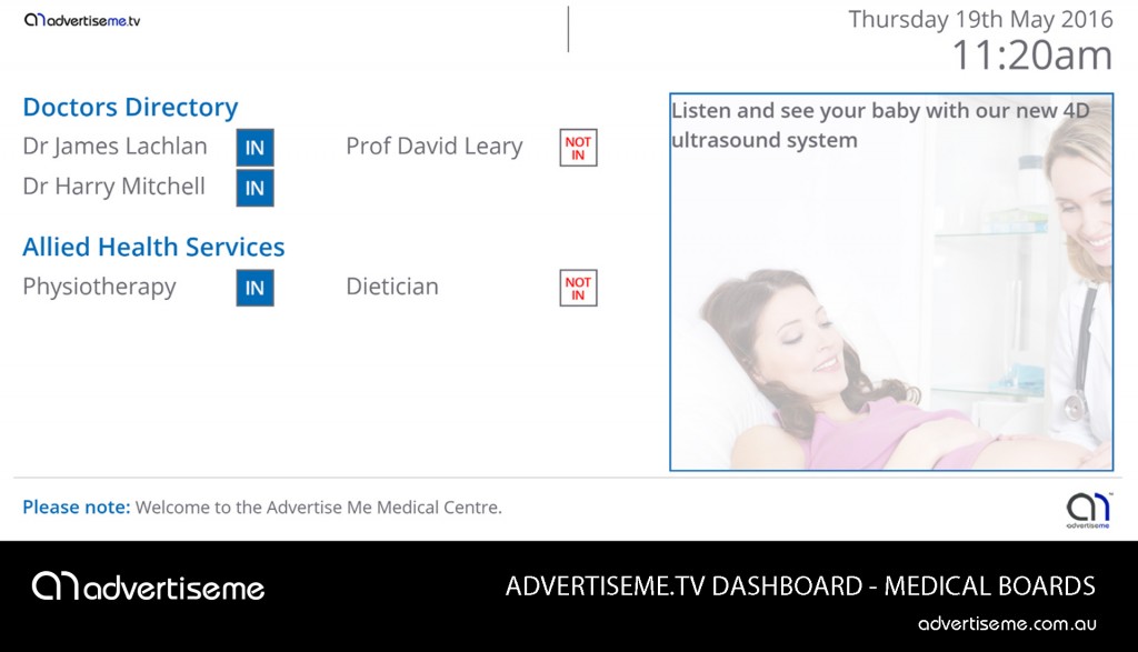Advertise Me TV Medical Board Dashboard